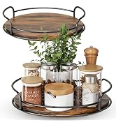 LAMU 2 Pack 9'' 10'' Lazy Susan Turntable Organizer for Table Top Cabinet, Wooden Lazy Susan for ...