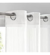 Sovtfides White Sheer Curtains 84 inches Long - Home Decoration Grommet Airy &amp; Lightweight Elegan...