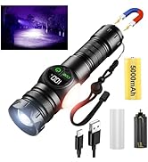 iodoo 4 in 1 Rechargeable White / 395nm UV Flashlight Dimming Stepless True 5000 Lumens IP45 Zoom...