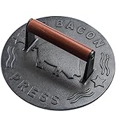 Bellemain Cast Iron Grill Press, Heavy-duty bacon press with Wood Handle, 8.5-Inch Round