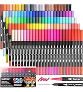 Taotree 120 Colors Dual Tip Art Markers Pens for Adult Coloring Book, Artist Fine &amp; Brush Tip Col...