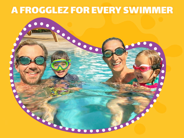 Two kids smiling by the pool wearing classic style comfortable swim goggles