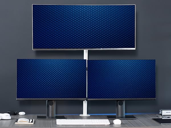 triple screen setup with extra tall monitor mount