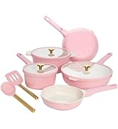 Paris Hilton Ceramic Nonstick Cookware Set, Cast Aluminum with Dual Layer Nonstick Coating, Gold ...