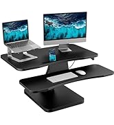 HUANUO 32 Inch Height Adjustable Standing Desk Converter, Sit to Stand Up Desk Riser with Wide Ke...