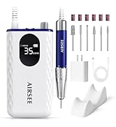 AIRSEE Updated Professional Nail Drill,Rechargeable Cordless Efile Machine for Acrylic Extension ...