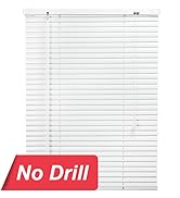 LazBlinds No Tools-No Drill 1" Aluminum Horizontal Mini Blinds Shades for Window Size 26'' W x 64...