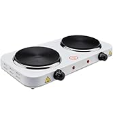 2200W Electric Hot Plate, Electric Cooktop with 2 Burner, Cast Iron Portable Burner Stove, Portab...