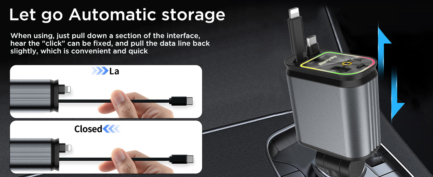 retractable car charger usb c