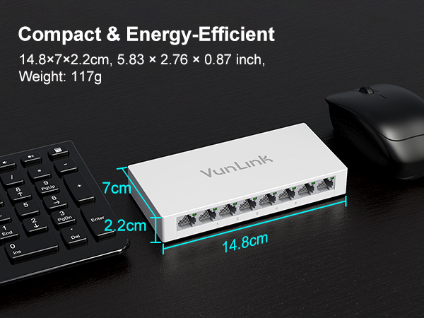 VunLink 8-Port Gigabit Unmanaged Ethernet Switch