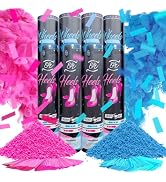 Gender Reveal Powder Confetti Cannon - Mixed 4 Pack [2 Blue 2 Pink] - Gender Reveal Poppers Wheel...