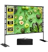 Upgrade Projector Screen Heavy-Duty Stand 120 inch Portable Projection Screen 16:9 4K HD Front Pr...