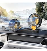 Qidoe Car Fan - Dual Head USB for Vehicle, (2025 Upgraded) Auto Fans Portable Cooling Fan - Brush...