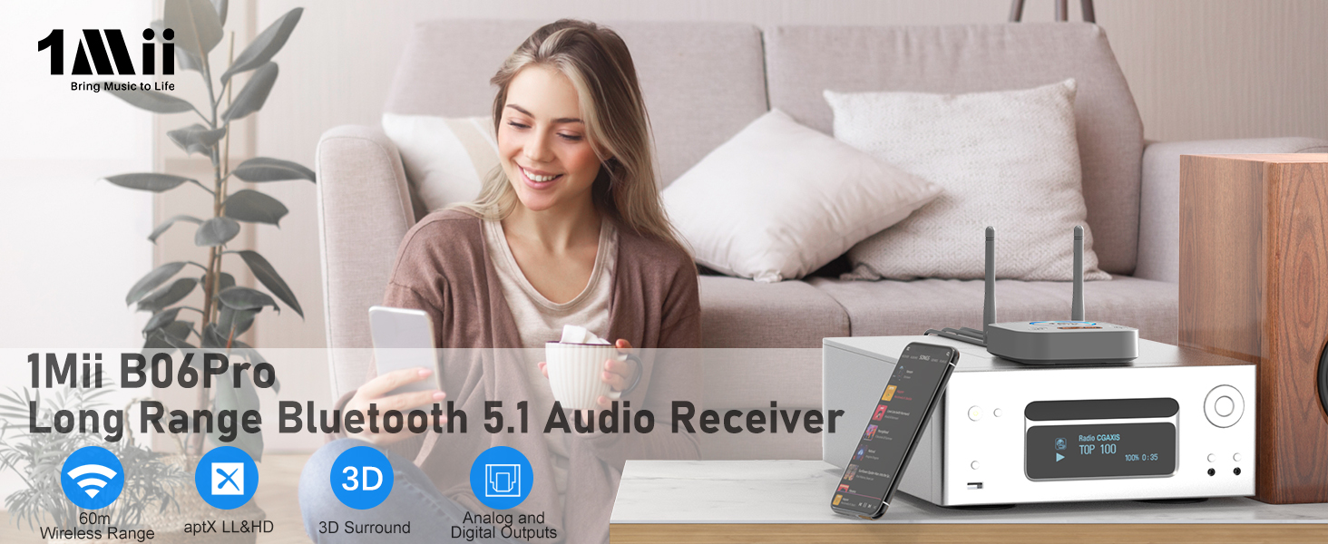 B06Pro Bluetooth Receiver for Home Stereo