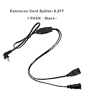 2 Prong Power Cord Y Splitter Cable 1 to 2 Outlet,Cable Strip Outlet Saver 8.2FT Extension Cable ...