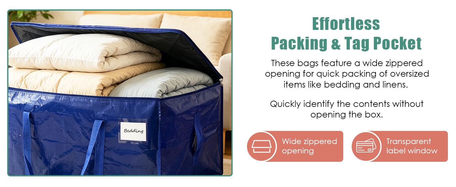 Extra Heavy Duty Large Moving Bags with Strong Zipper &amp;amp; Carrying Handles