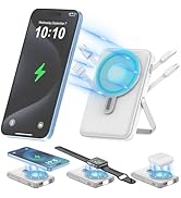 Wireless Portable Charger 10000mAh,3-in-1 Magnetic Power Bank with Built-in Cables LED Display,22...