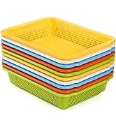 Frcctre 10 Pack Plastic Storage Baskets, 9.5"X7"X2.6" Colorful Stackable Desktop Organizer Basket...