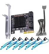 GLOTRENDS SA3026 6-port PCIe X4 SATA Card, Including SATA Cables and 1:5 SATA Splitter Power Cabl...