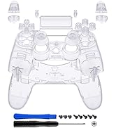 eXtremeRate Transparent Clear Full Set Shell Cover, Replacement Housing Shell with Buttons Thumbs...