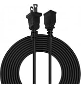 2 Prong Polarized Black Extension Cord 16 feet Thin Power Cable Male to Female for Indoor/Home Us...