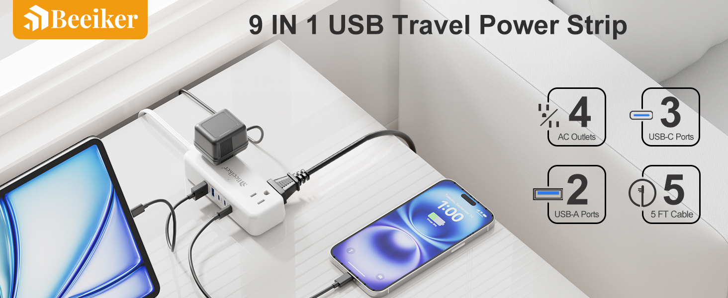 USB C MINI TRAVEL POWER STRIP