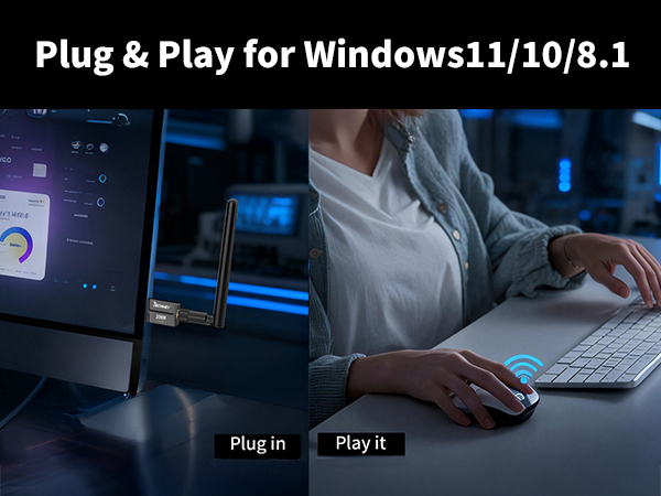 Plug&amp;Play USB Bluetooth 6.0 Adapter for Desktop PC Pair BT Headphones/Speaker/Mouse/Keyboard/Printer