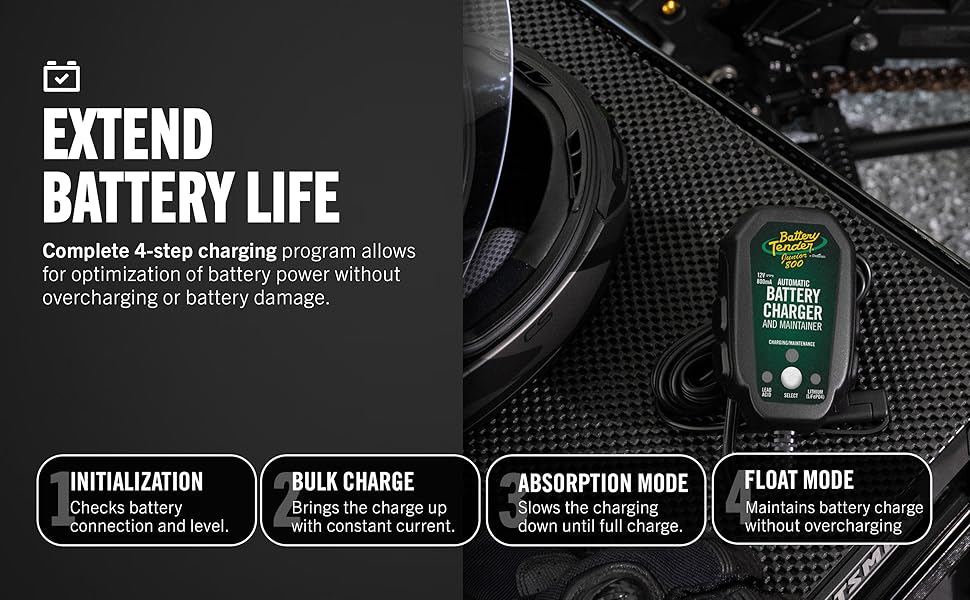 Battery Tender 12V Battery Charger Maintainer Trickle Charger Lithium Selectable Automatic