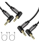 J&amp;D (2 Pack) Gold Plated 3.5mm Stereo Audio Aux Cable 90 Degree Right Angle Compatible for iPhone...