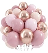 Dusty Pink Beige Balloon, 55 Packs 12 Inch Double Stuffed Retro Baby Pink and Metallic Rose Gold ...