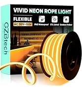 GZBtech Flexible LED Neon Rope Lights 16.4FT,AC 110-120V Waterproof Strip Light, 120LEDs/M Cuttab...