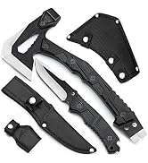 ZENHOSIT Survival Hatchet &amp; Camping Axe with Fixed Blade Knife Combo Set, Full Tang Tactical Axe ...