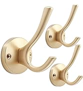 TOFIIGREM Gold Coat Hooks for Wall, 3 Pack Towel Hook Heavy Duty Metal Double Bath Robe Hook Wall...