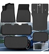 Wuatow Floor Mats for Model Y 2021-2024, All Weather TPE Cargo Liner Trunk Accessories, Waterproo...