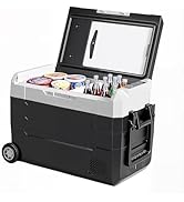 OLIXIS Portable Car Refrigerator, 42QT Dual-Zone Electric Cooler for Vehicles with Wheels &amp; Cutti...