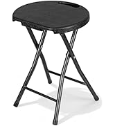 VECELO Folding Stool 18" with Handle, Solid Bottom Support, Iron X-Frame, 500 lbs Capacity, Anti-...