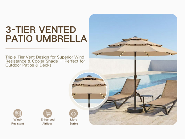 3 tier patio umbrella light