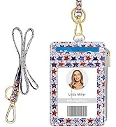 ID Badge Holder with Lanyard, Vertical Bling Shiny ID Badge Card Holder with 1 Clear ID Window, 4...
