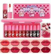 MooGlamor 10 Pcs Lip Tint Set Cute Glossy Lip Stains and Matte Lipsticks with Long-lasting and Qu...