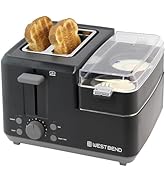 West Bend Breakfast Station 2-Slice Toaster and Egg Cooker/Poacher with Removable Pre-Cooked Meat...