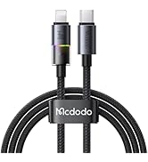 mcdodo 36W USB-C to Lightning Cable with 7 Colorful Lights, 4ft Length Nylon Braided Lightning US...