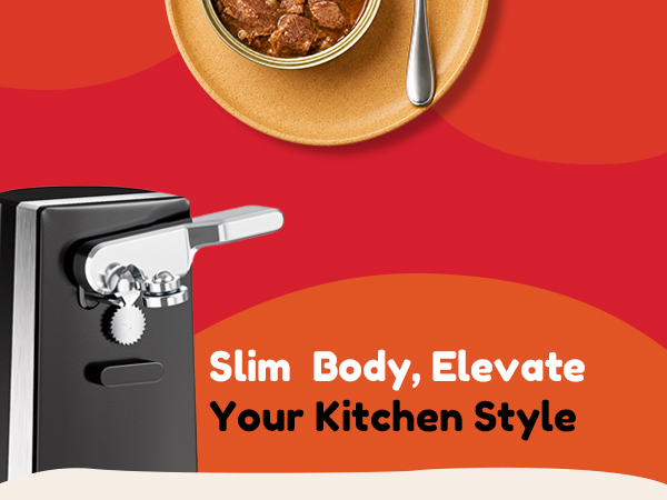NK-0709 Slim compact electric can opener, elegant sleek kitchen appliance