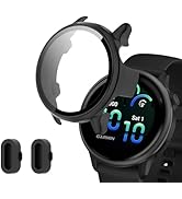 Orzero (1+2) Watch Case Compatible for Garmin Vivoactive 6, with 2 Pack Black Dust Plug Protectiv...
