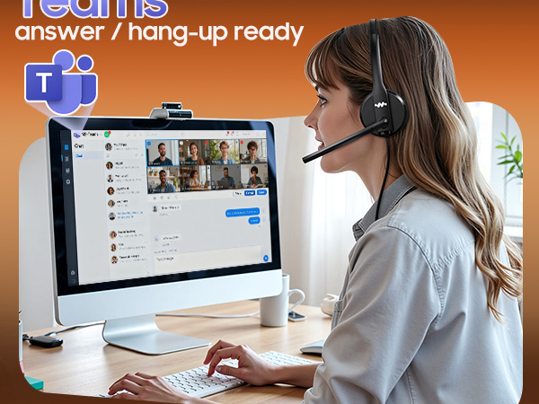 Teams headset with noise cancelling microphone for pc work headset for office work from home Zoom