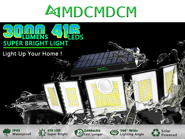 MDCMDCM Solar Flood Lights Outdoor Waterproof Motion Sensor