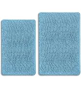 PureSwan Sky Blue Bathroom Rugs Sets 2 Piece – Absorbent and Washable Bath Mat, Non-Slip, Thick S...
