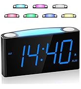 Digital Alarm Clock for Bedroom - 7 Color Night Light,2 USB Chargers,7.5