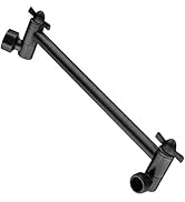 BRIGHT SHOWERS Solid Brass Adjustable Shower Arm Extension for Rain and Handheld Shower Head, 10 ...