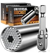 Super Universal Socket Tool Gifts for Men - 2 PACK Dad Gift Socket Set with Power Drill Adapter(7...
