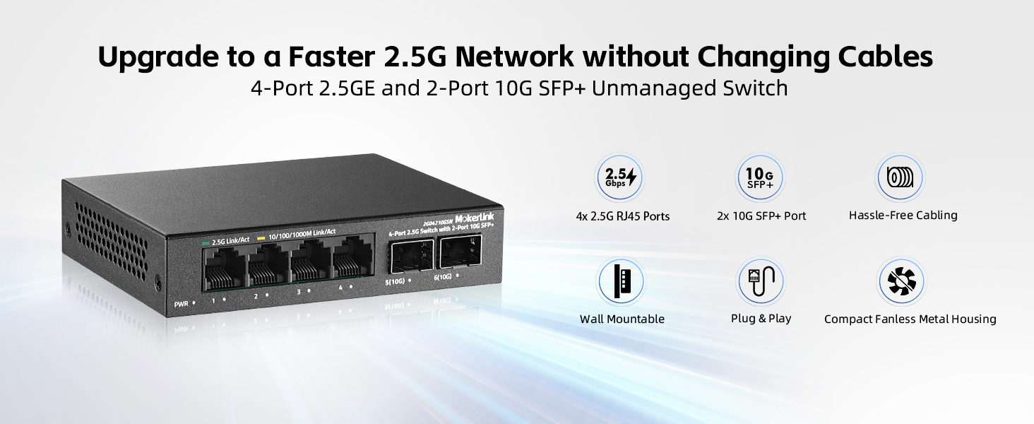 4-Port 2.5G Ethernet Switch with 2-Port 10G SFP+